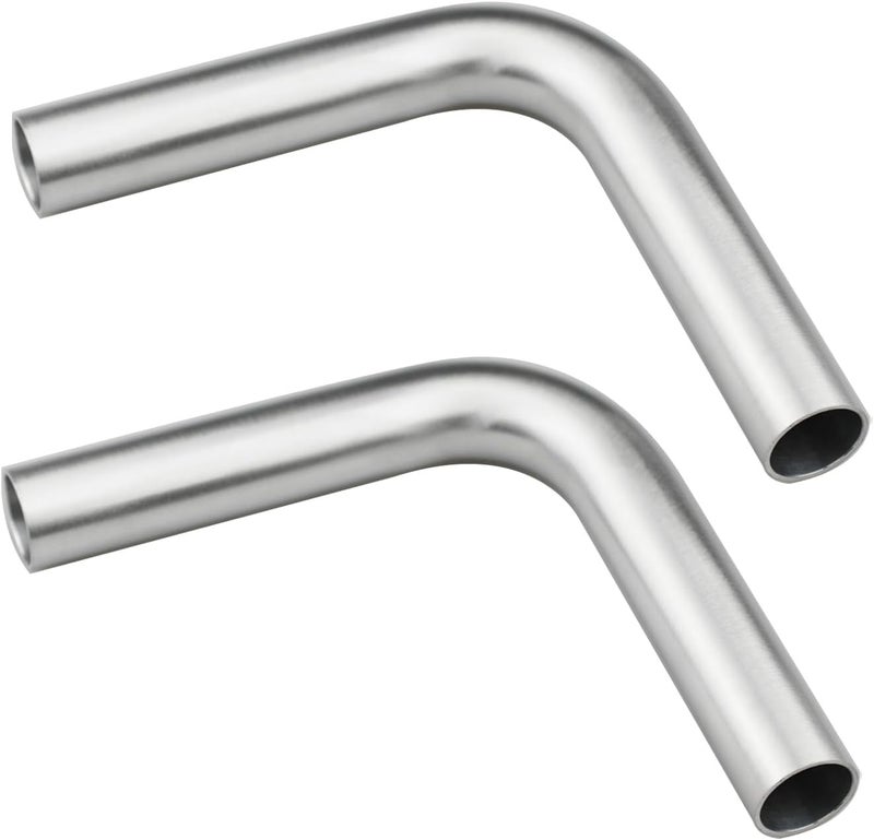 KRD PERFORMANCE 2 PCS 25mm (1") OD 90 Degree Elbow 1 Inch Aluminum Intercooler Pipe Air Intake Tube, 1.38D Radius, Brushed Finish - Image 1